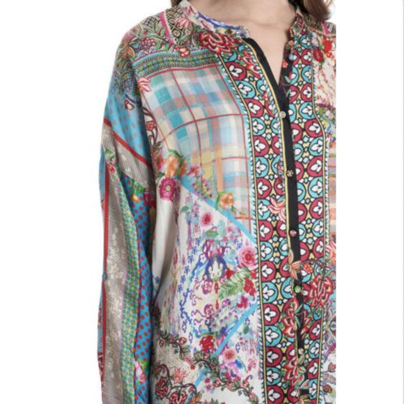 Johnny Was Resort Boxy Button Front 100% Silk Top - Picture 2 of 4